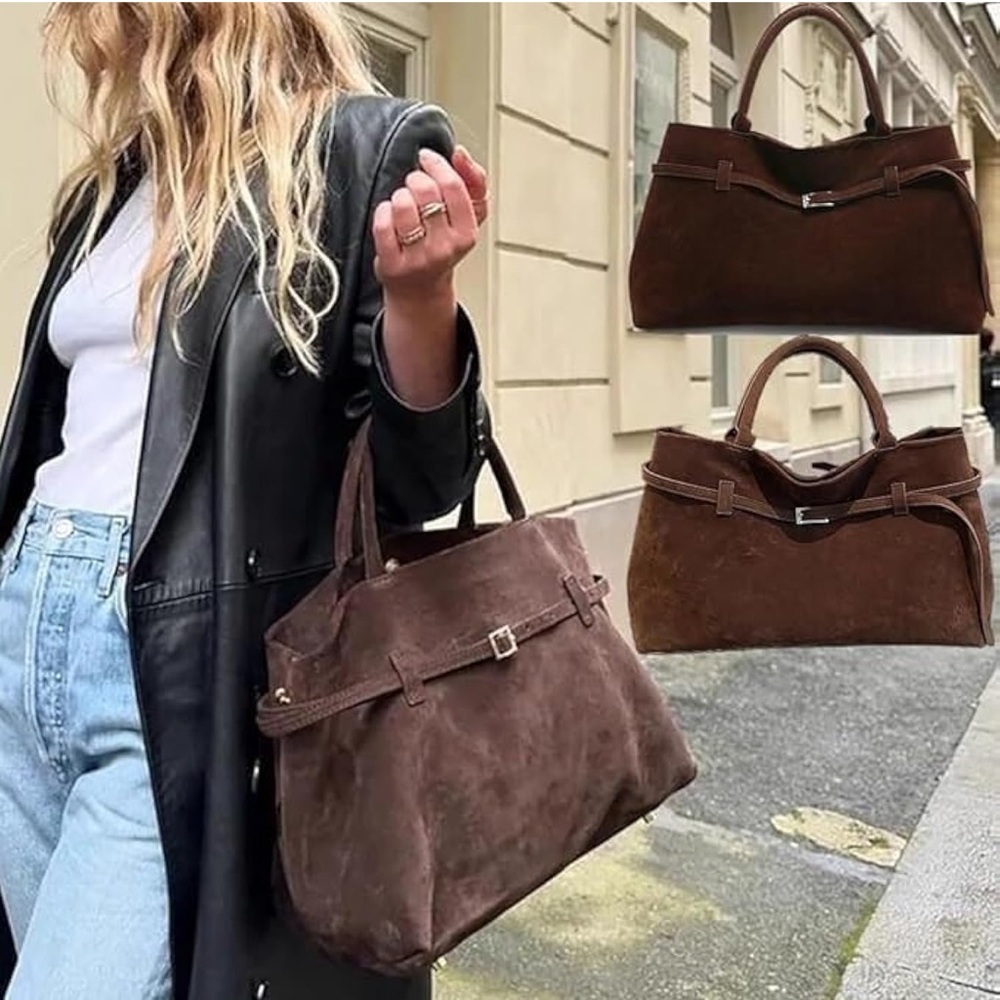 Elegant Brown Faux Suede Fall Bag 👜🍂 - Picture 4 of 6